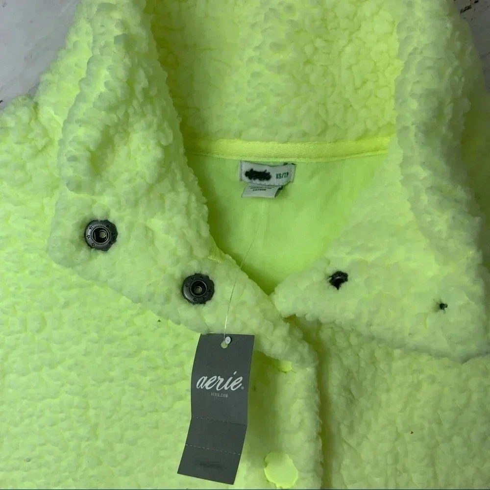 Aerie by American Eagle Neon Sherpa Pullover Oversize Sweater Hightlighter